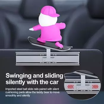Мини-автомобиль Украшения Автоматический Скользящий Скейтборд Медведь Мода Мультфильм Медведь Кукла Центральная Консоль Движущийся Медведь Украшение Интерьера чёрный