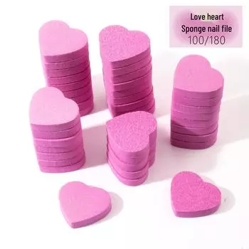 Мини Баф для ногтей в форме сердца - Высокоэластичный Персиковый Форма сердца любви для полировки и опиливания розовый