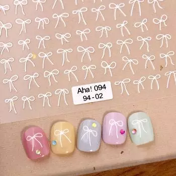 Мини-бантик, линия, золото, серебро, лазер, 3D, самоклеящиеся наклейки для украшения ногтей, черно-белые наклейки для маникюра в виде галстука-бабочки as the picture