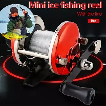 Мини-барабанная катушка для зимней рыбалки с передаточным числом 3,5:1, красная правая катушка, рыболовные снасти, катушка для зимней рыбалки красный