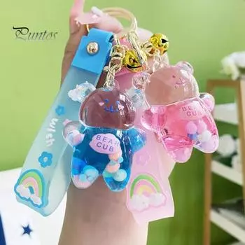 Мини-брелок с медведем и подвеской, акриловая металлическая сумка, браслет, браслет, брелок для ключей для женщин и девочек синий