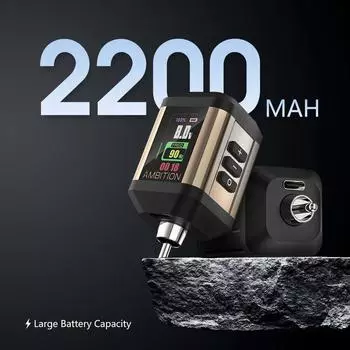 Мини-беспроводная батарея для татуировки с ЧПУ, разъем RCA, 2200 мАч, светодиодный дисплей для татуировки чёрный