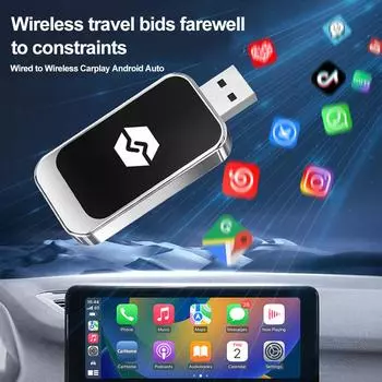 Мини беспроводной адаптер CarPlay 2 в 1 Carplay и Android Auto Bluetooth WiFi Быстрое подключение Plug and Play для OEM проводного CarPlay