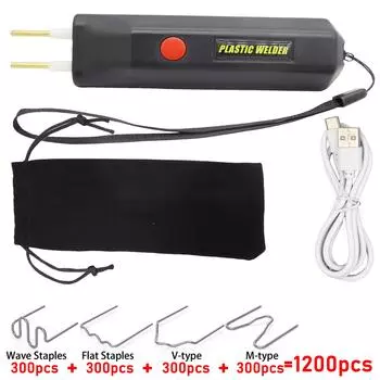 Мини беспроводной сварочный пистолет для пластика, модернизированный комплект для сварки пластика с аккумулятором, 400 скоб, светодиодный индикатор, USB-кабель