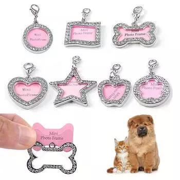 Мини-бирка для собак, кошек, щенков, случайная форма, идентификатор, гравировка из цинкового сплава, бирка для домашних животных