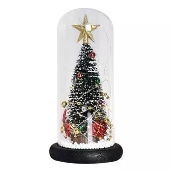 Мини блестящие елочные украшения с деревянным стеклянным колпаком для домашнего рождественского декора CHINA