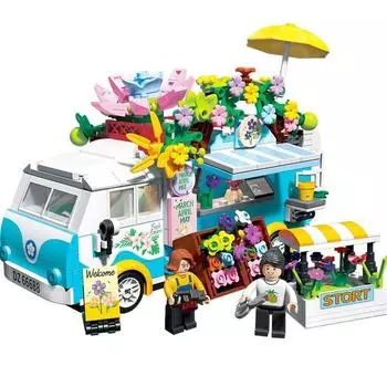 Мини-блок-цветочная машина LIN07 DZ7005LI, смешанные цвета, популярные корейские игрушки