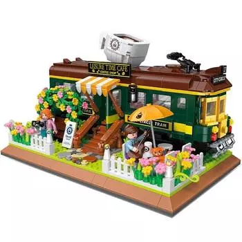 Мини-блок LIN07 Flower Garden Cafe DZ6002LI, смешанные цвета, популярные корейские игрушки