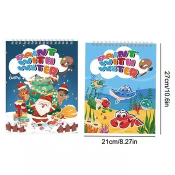 Мини-блокнот для рисования, рождественские акварельные раскраски, карманная книга для рисования акварелью для взрослых и детей, 18 страниц