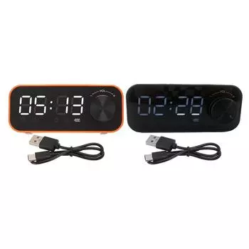Мини Bluetooth-динамик с мощным басом, двойной будильник, портативный беспроводной динамик со светодиодным дисплеем Orange