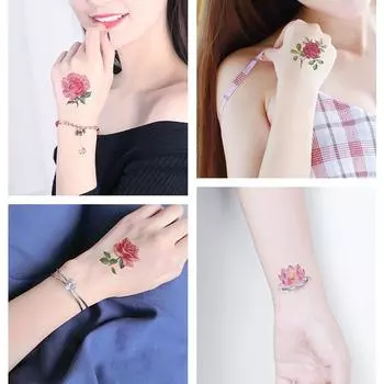 Мини-боди-арт водонепроницаемые временные татуировки для женщин красота цветочный дизайн флэш-тату наклейка