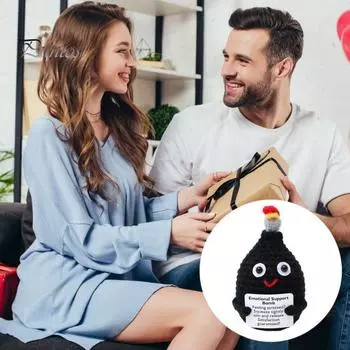 Мини-бомбочки для вязания крючком с позитивной открыткой, ручная работа, пряжа, вязание, черные бомбочки, кукла, игрушка для снятия стресса, украшение для домашнего офиса, рабочего стола, орнамент A