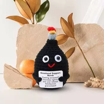 Мини-бомбочки для вязания крючком с позитивной открыткой Пряжа для вязания вручную Черные бомбочки для куклы Снятие стресса