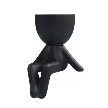 Мини-бонсай, голова, трава, волосы, керамическое растение, сад, кукла-дерево, травяной горшок чёрный