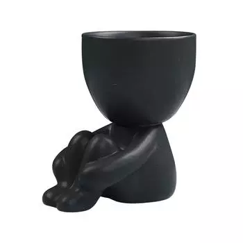 Мини-бонсай, голова, трава, волосы, керамическое растение, сад, кукла-дерево, травяной горшок чёрный