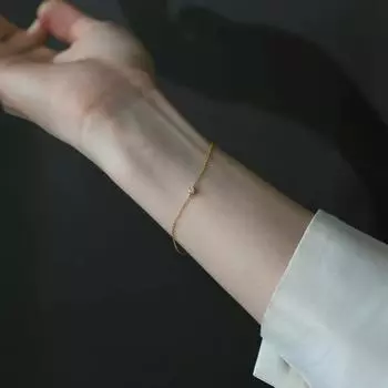 Мини-браслет из цельного серебра 925 пробы с микро-инкрустацией цирконием, двойной универсальный дизайн, один бриллиант, чрезвычайно простой и изящный браслет 925