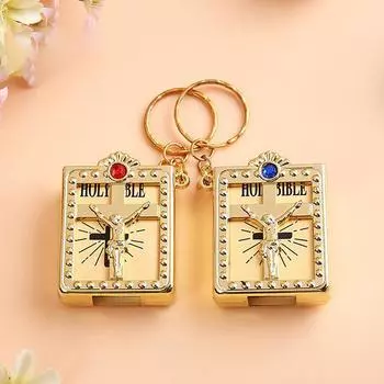 Мини-брелок Dios Habla Hoy с Библией, религиозный христианский брелок с изображением Иисуса, подарок золотой