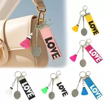 Мини-брелок для бадминтона, бадминтонная ракетка, рюкзак, спортивный брелок, подарки для любителей бадминтона розовый