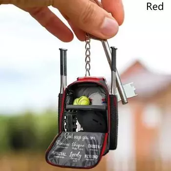 Мини брелок для софтбольной биты, бейсбольный рюкзак, любимый для подарков на тему софтбола, легкий акриловый бейсбольный брелок красный
