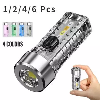 МИНИ-брелок-фонарик, аккумуляторная лампа, аварийное освещение с разноцветными боковыми огнями, 7 режимов освещения для кемпинга, дома 1PCS синий