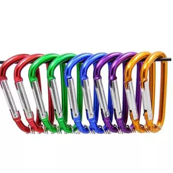 Мини-брелок из нержавеющей стали с D-образным кольцом, пряжка, пружинный зажим, крючки, кольцо для ключей, инструменты для кемпинга на открытом воздухе 10pcs