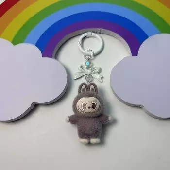 Мини брелок LABUBU Каваи Лабубу Подвеска для школьной сумки Брелок для ключей Пара DIY Брелок Украшения Аксессуары Детский подарок коричневый