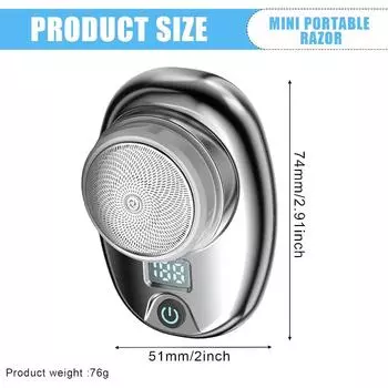 Мини-бритва Мини-электробритва: Портативная мужская электрическая бритва, моющаяся через USB-порт бритва для влажной и сухой уборки для мужчин Карманная бритва с индикатором питания