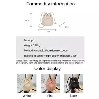 Mini Bucket Women S Bag Casual Litchi Print Crossbody Shoulder Bag розовый