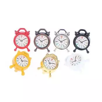 Мини-будильник 1:12 кукольных миниатюрных часов-будильников, модель кукольного домашнего декора, игрушка коричневый