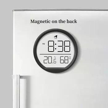 Мини-будильник с температурой, влажностью, датой и временем, 12/24-часовой электронный кухонный настенный холодильник с магнитным ЖК-дисплеем белый