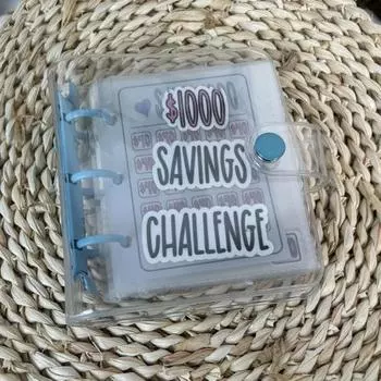 Мини-бюджетный переплет 1000/2100, водонепроницаемый конверт для наличных, экономия денег, книга для экономии денег с 25 карманами B синий