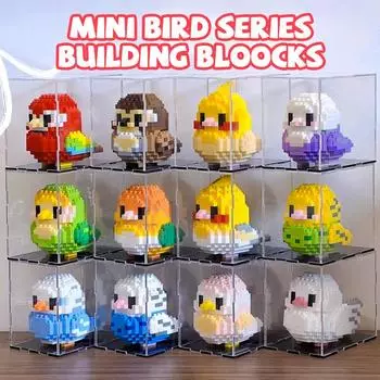 Мини-строительные блоки 3D Bird Series Cute Parrot Model Bricks Set Assemble Kawaii Table Decor Toys for Kids Gifts