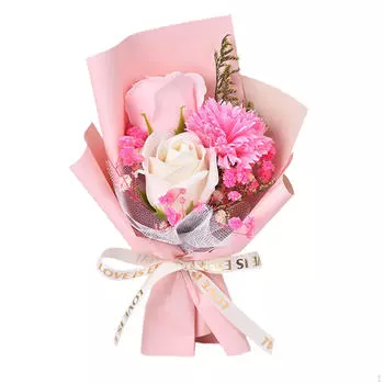 Мини-букет цветов из мыла, искусственный цветок для ванны, подарок на День Святого Валентина, цветочная композиция для 15cm_pink paper