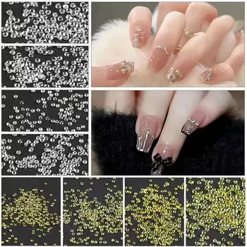 Мини-бусины, подвески для ногтей, гвоздики для дизайна ногтей, драгоценные камни для ногтей, золотые и серебряные подвески для дизайна ногтей, маникюрные принадлежности, украшения для дизайна ногтей своими руками 15 золотой