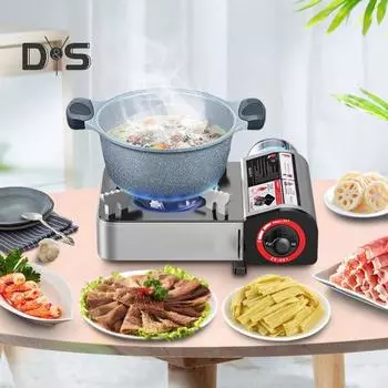 Мини-бутановая плита 2900 Вт, ветрозащитная, для кемпинга, походов, портативная, из алюминиевого сплава, для приготовления пищи в помещении и на открытом воздухе, с одной горелкой, газовая плита темно-серого