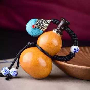 Мини-бутылка для воды из натуральной тыквы с подвеской в виде плетеной веревки, герметичная переносная бутылка для питья из тыквы, винтажная подвесная декоративная тыква, украшение синий