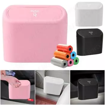 Mini Car Trash Can Bin Leakproof Small Car Trash Can Car Dustbin Organizer Container Portable Hanging Mini Car Trash Can чёрный