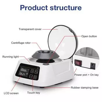 Мини-центрифуга, низкоскоростная центрифуга для центрифужных пробирок объемом 2,0 мл, 1,5 мл, 0,5 мл, 0,2 мл, лабораторная центрифуга, 5000 об/мин