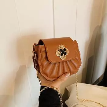 Mini chain lock small square bag women s bag 2024 new fashion shoulder bag texture versatile messenger bag чёрный