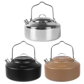 Мини-чайник для кемпинга, 1 л, легкий чайник для чая, кофе, уличная посуда серебряный