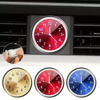 Мини-часы для автомобиля, светящиеся, автомобильные, внутренние, наклеивающиеся, цифровые, белые, черные, механические, кварцевые, с автоукрашением, 40 мм красный