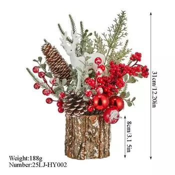 Mini Christmas tree Christmas green plant bonsai real bark desktop ornament home decoration