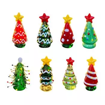 Mini Christmas Tree Statue Table Ornament Friend Gift Resin Sculpture Xmas Figurine for Office Patio Room Indoor Shelf
