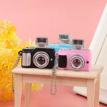 Мини цифровая камера Модель 1:12 кукольных камер со светодиодной вспышкой, брелок, декоративная игрушка розовый