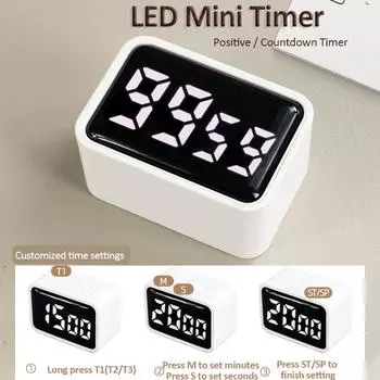 Мини цифровой кухонный таймер светодиодный визуальный таймер для учебы готовки позитивный обратный отсчет будильник 3 предустановленных времени домашний зарядный кухонный таймер розовый