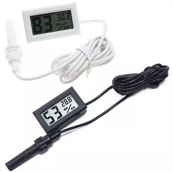 Мини-цифровой ЖК-датчик температуры, тестер, измеритель влажности, термометр, гигрометр, водостойкий зонд для использования в помещении и на открытом воздухе чёрный