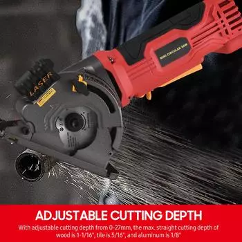 Мини-циркулярная пила, 580 Вт, 3700 об/мин, проводная электрическая компактная циркулярная пила, 4,8 А, с лазерной направляющей шкалой JP Plug красный