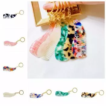 Mini Combs Mini Acetate Hair Comb Keyring Acetate Travel Hair Comb Keychain Men Women 08