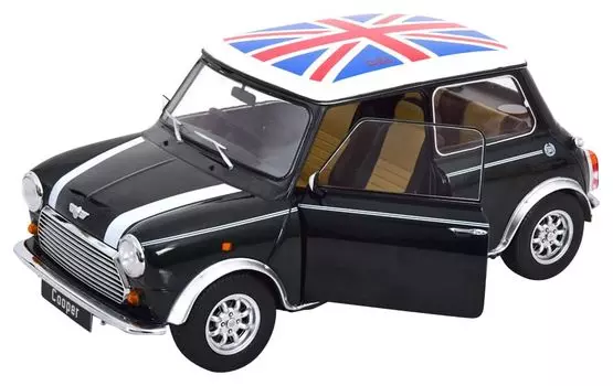 Mini Cooper Union Jack масштаба KK темно-зеленый с правой ручкой готовый продукт 1/12 металлик/белый