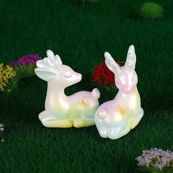 Mini Cute Deer Animals Figurine Animal Model Moss Micro Landscape Home Decor Miniature Fairy Garden Decoration Accessories